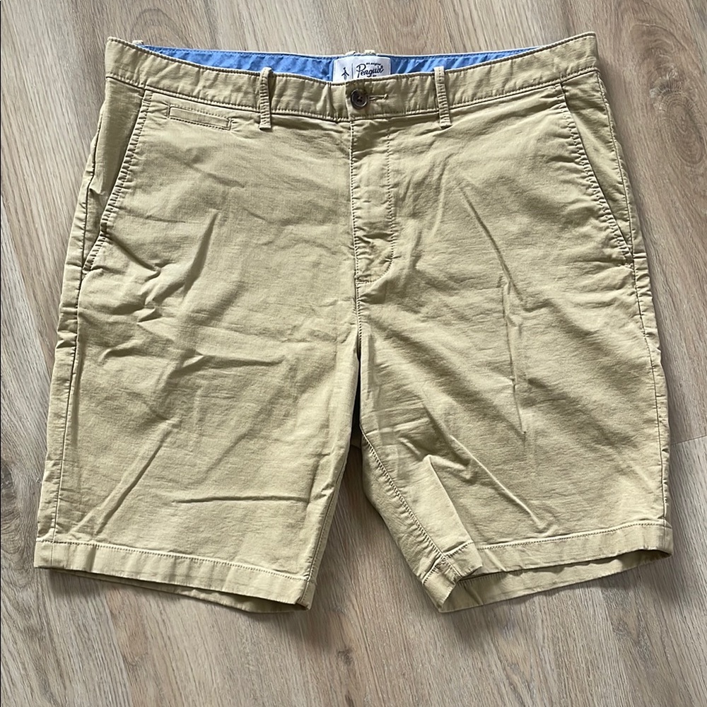 Penguin Khaki Tan Men's Flat Front Shorts